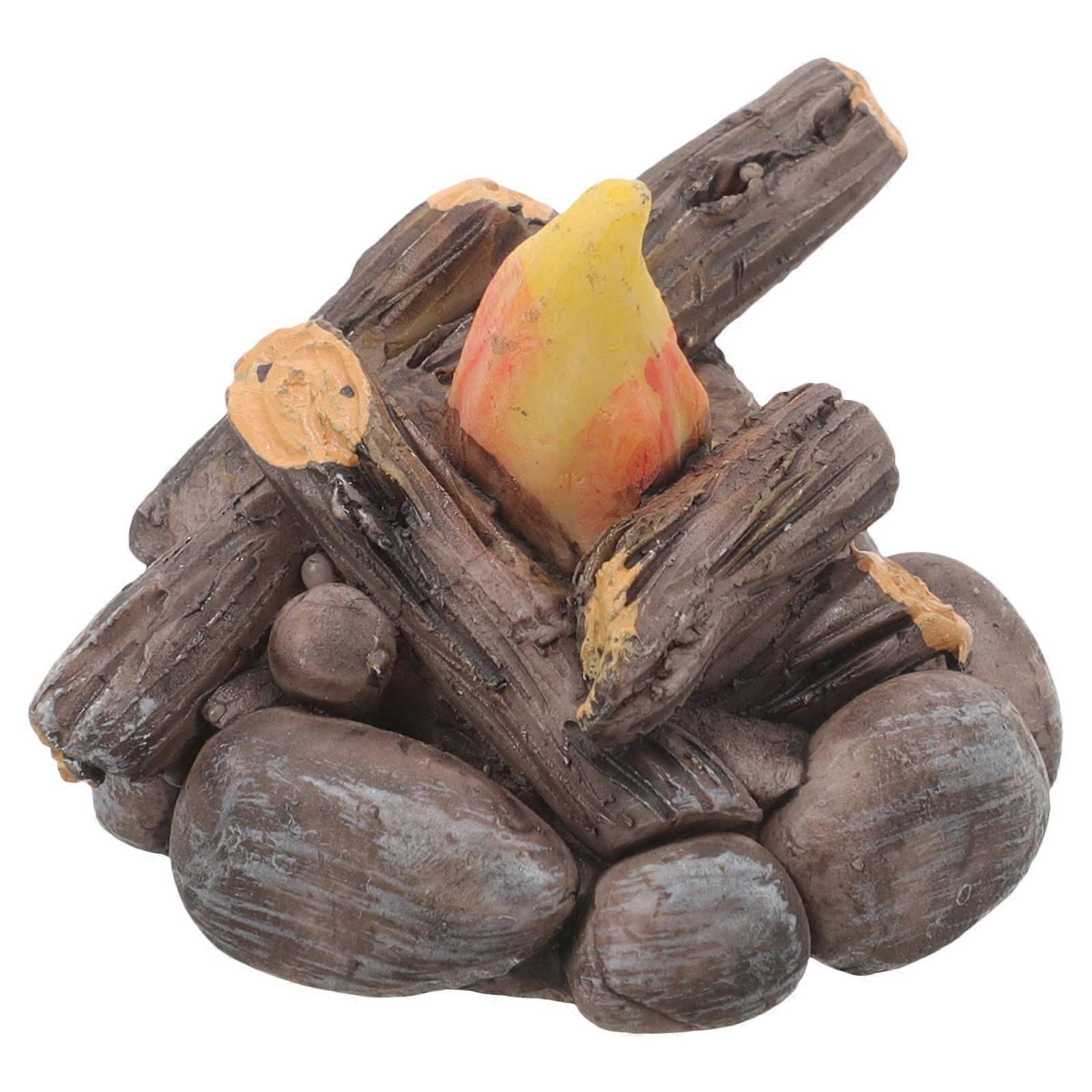 Resin Bonfire Miniature Bonfire Model for Home Use Light Brown