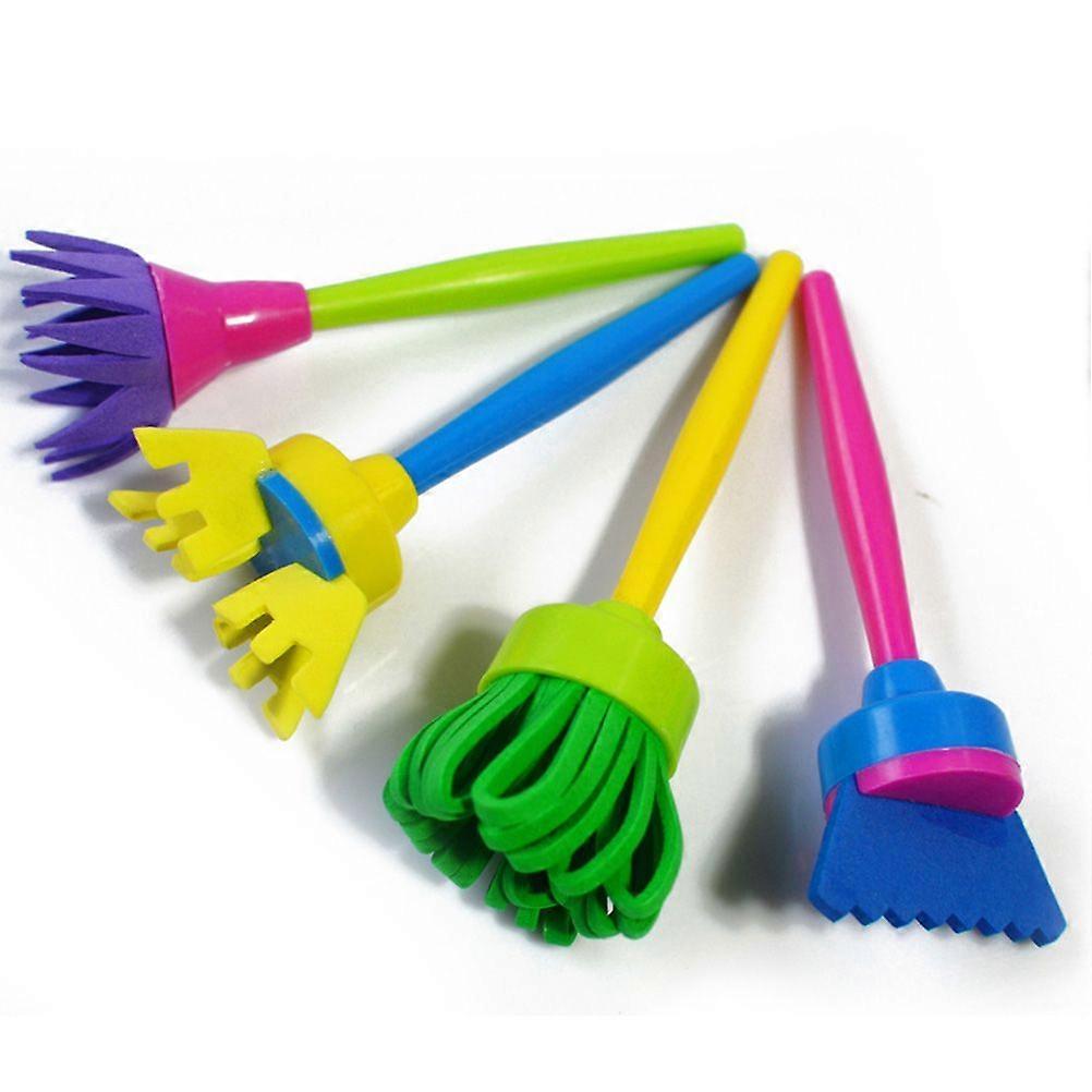 4pcs ילדים ילדים יצירתי פרח חותמת ספוג מברשת עשה זאת בעצמך אמנות כלי ציור