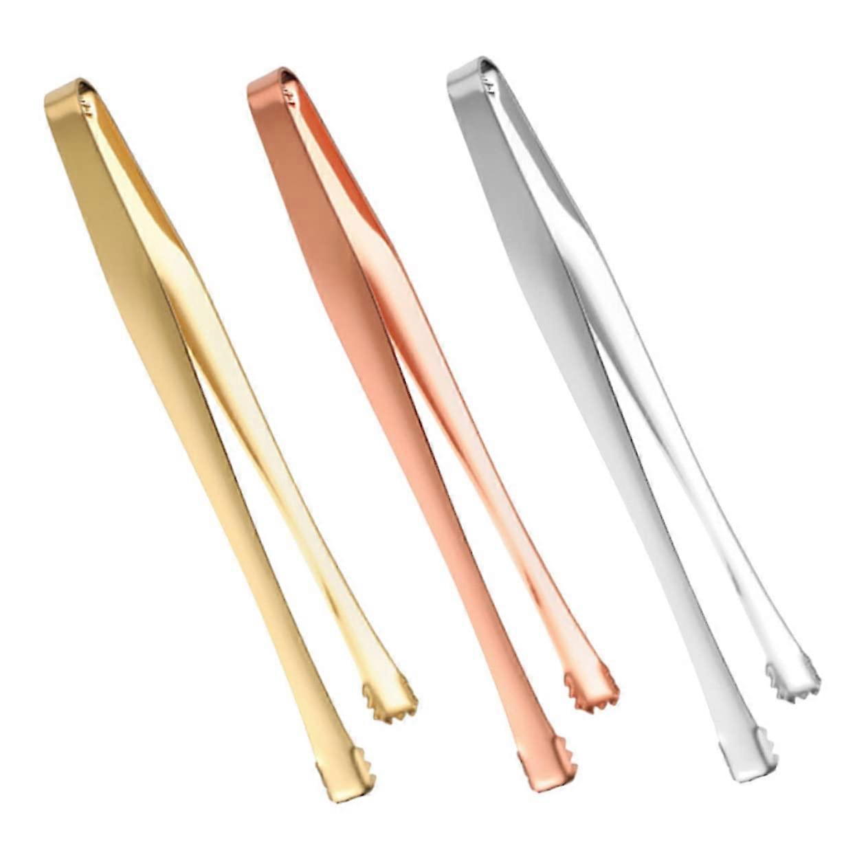 3 Piece Non-Slip Food Tongs Set for Ice Cubes Sugar Cubes and Snacks – Perfect for Cocktails Cafes Bars