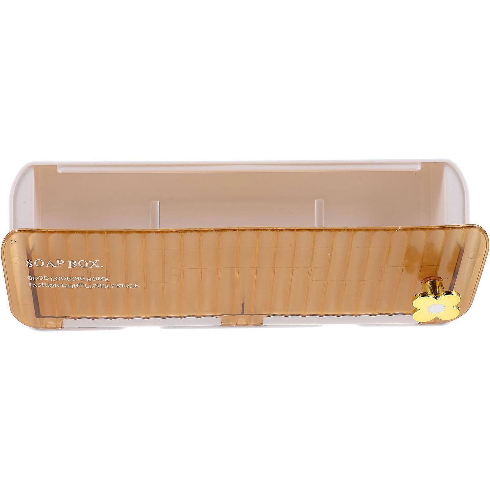 Soap Dish Holder Wall Mounted Waterproof Rectangular Design for Bathroom Chocolate 1Set