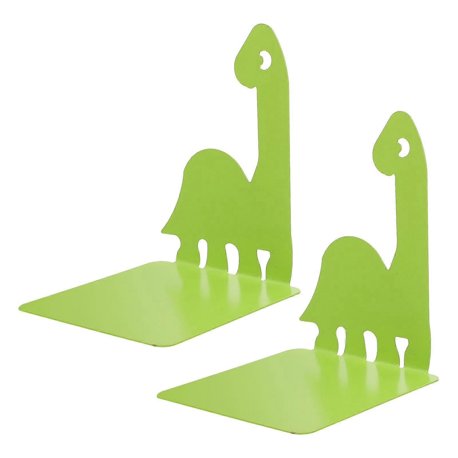Dinosaur Shape Metal Book Organization Space-saving Adjustable Dividers 6X5Inch Green 2Pcs