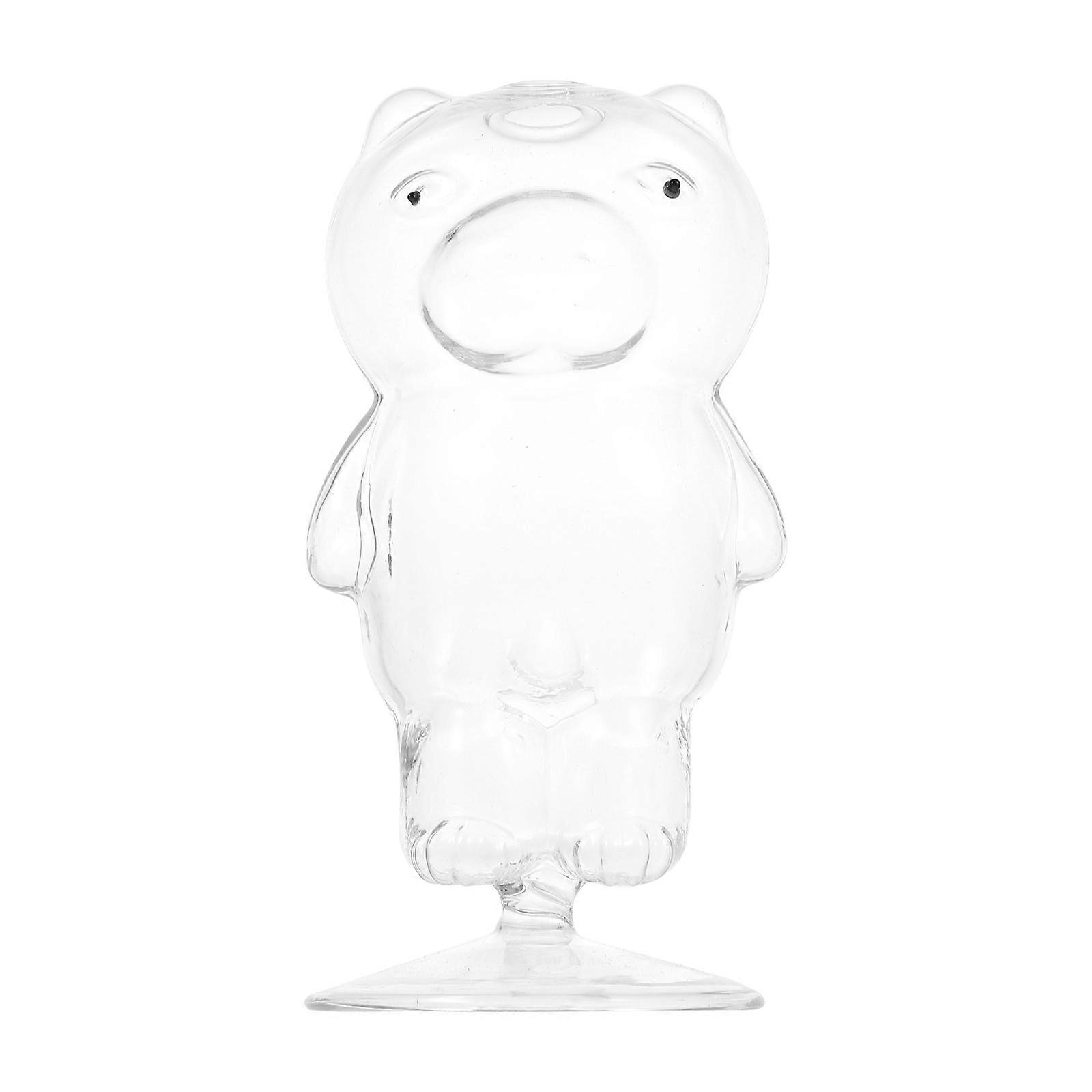 Transparent Glass Beverage Cup for Bars with Thickened Mouth and Unique Bear Shape 1pc