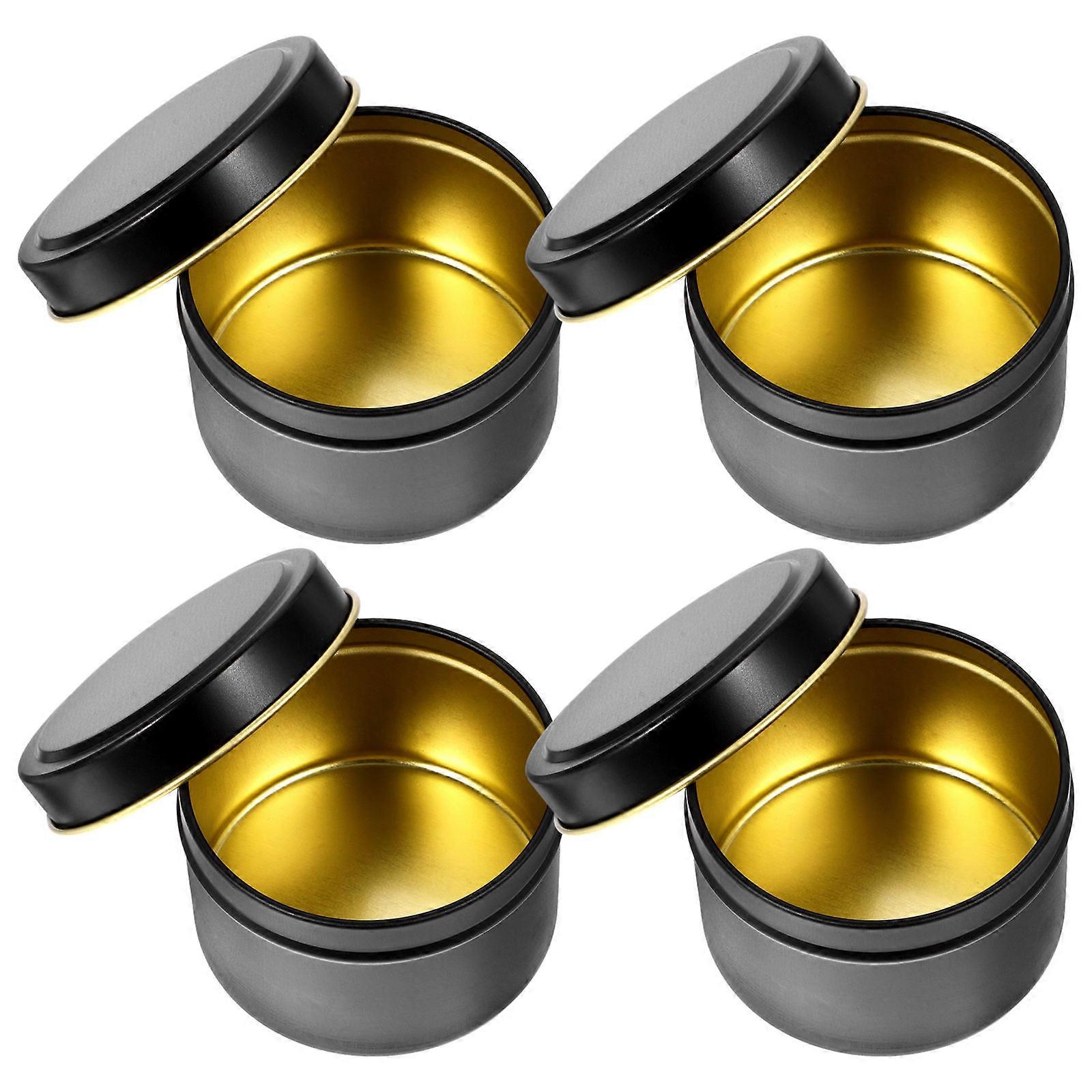 DIY Empty Candle Jars Small Metal Containers With Lids For present Giving 4Pcs