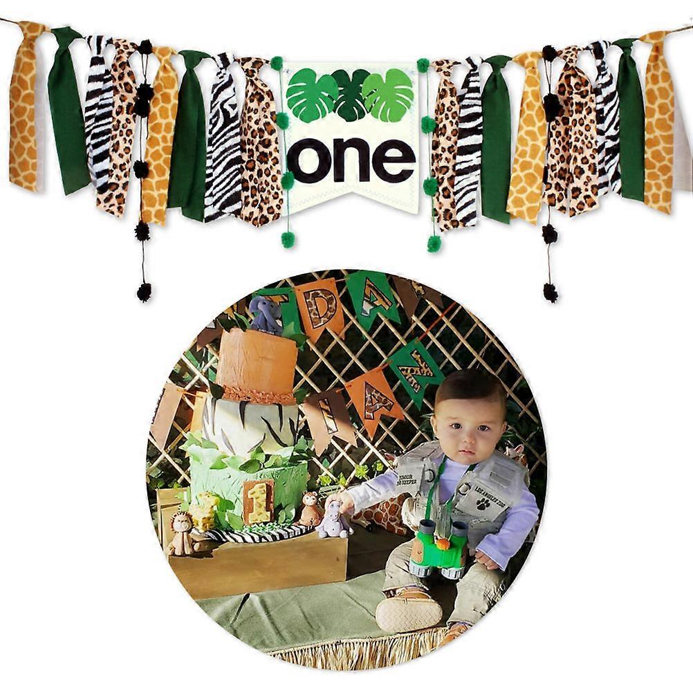Jungle High Chair Banner Dining Chair Pull Flag Colorful Baby Shower Garland Bunting Birthday Decorations 200 x 13 x 17 cm Venue Layout 1Set