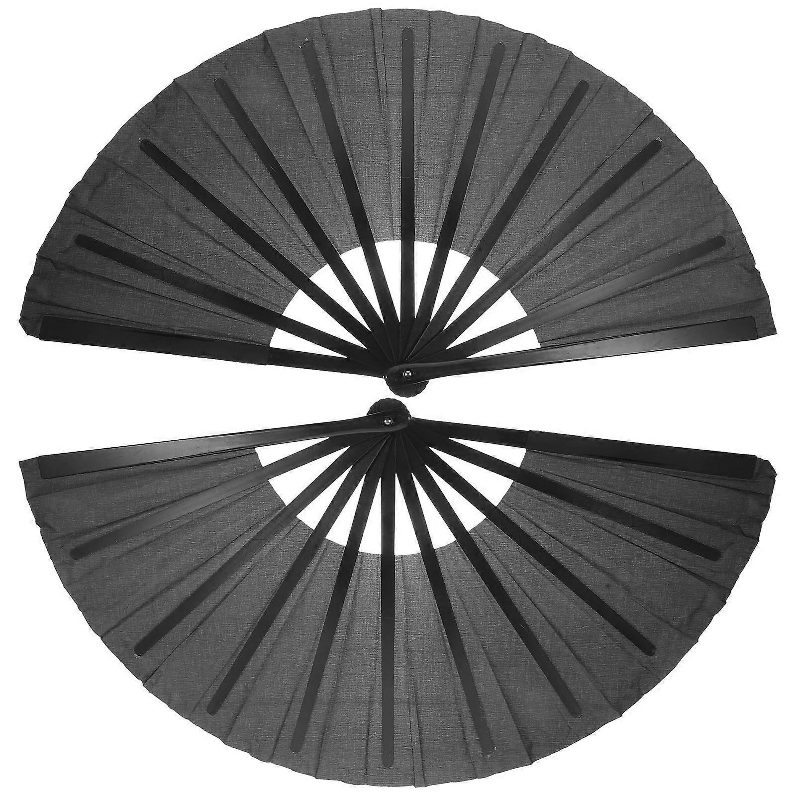 Kung Fu Folding Fans Practical Stage Performance Props Rectangular Shape Silent Operation 2Set