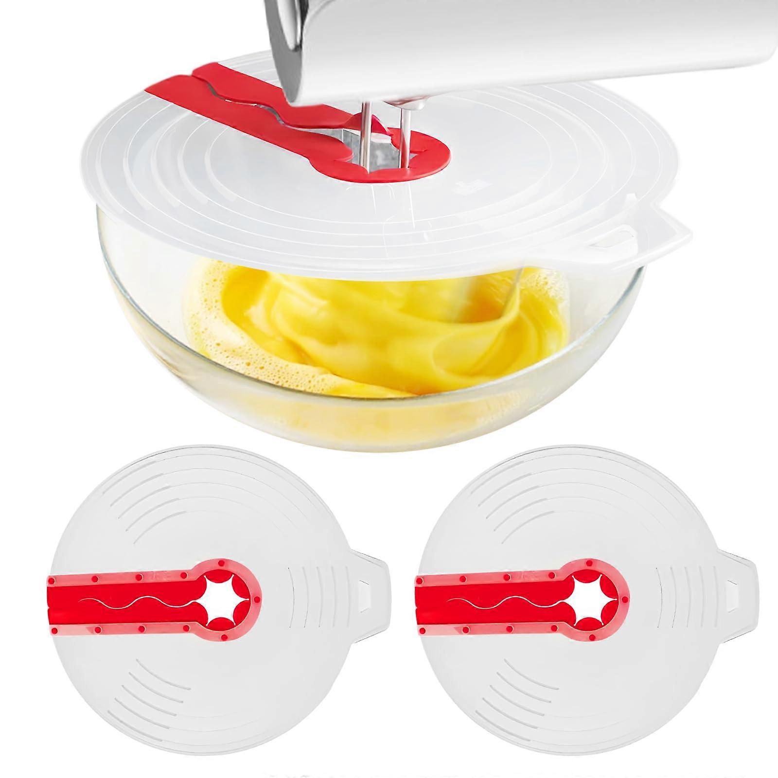 Splash Guard Mixing Bowl: Pack of 2 Silicone Lids for Beating Eggs 31 cm