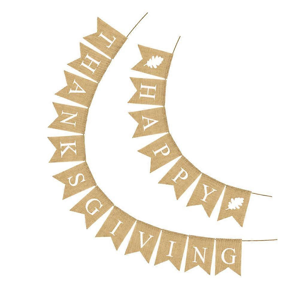 Thanksgiving Party Banner Khaki Linen Swallowtail for Autumn Festivities 1Set