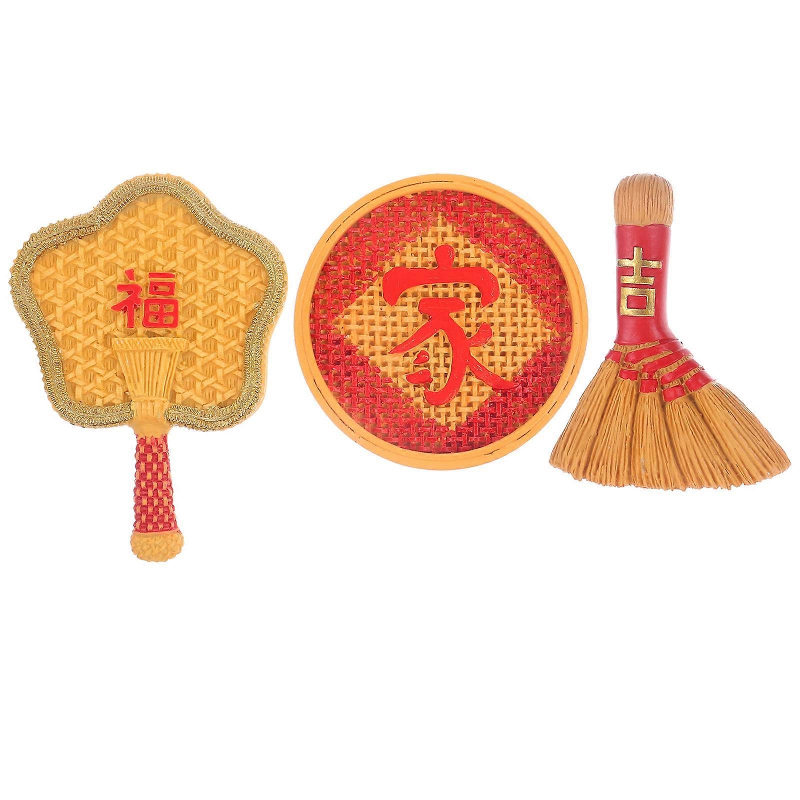 Decorative Pattern Refrigerator Magnet Fridge Magnets Cute Bright Style 8X5.5X1cm New Year Party 3Pcs