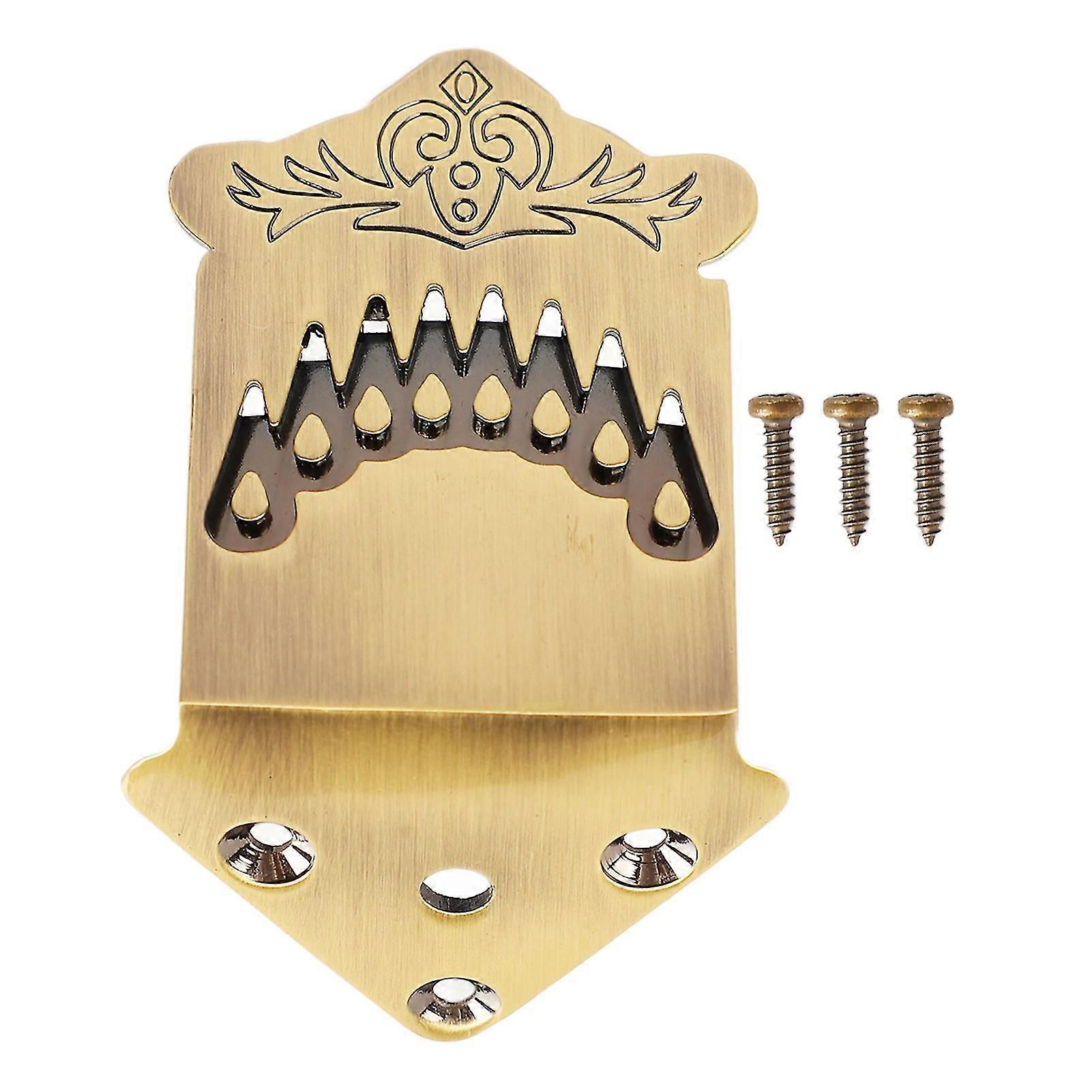 2024 8 String Mandolin Tailpiece Feather Pattern Excellent Metal Bronze Color Mandolin Tailpiece