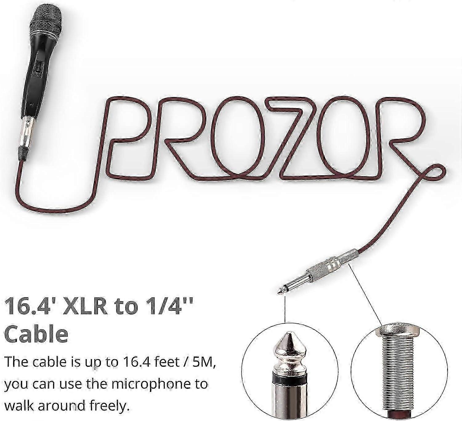 Karaoke Dynamic Microphone - 16.4ft Metal Handheld Mic Wired