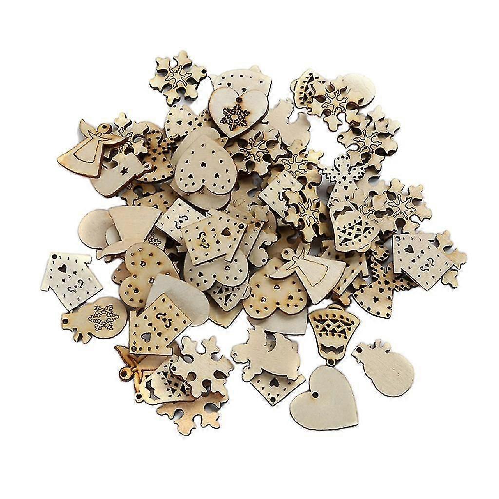50 Pieces Mixed Wood Shapes Unfinished Slices Christmas Embellishments DIY