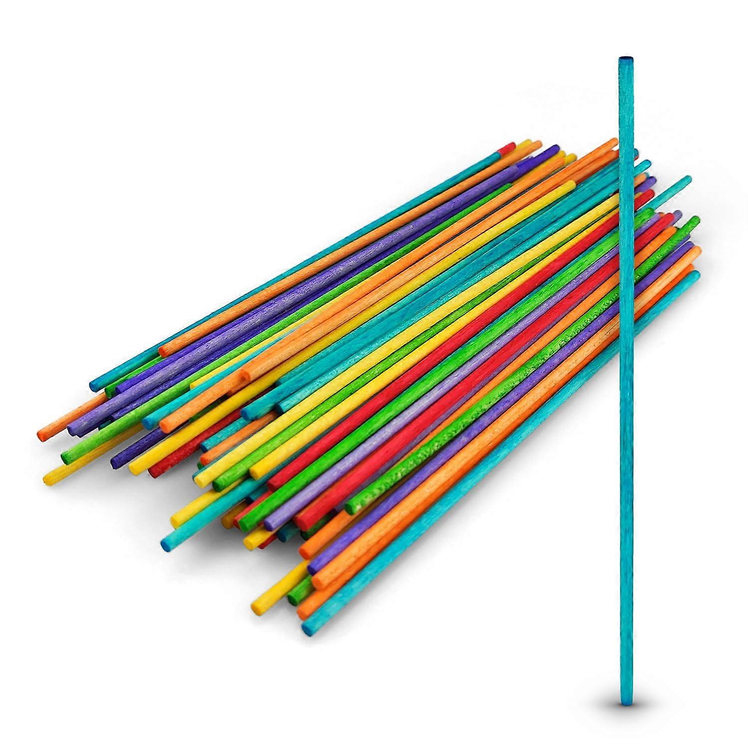 Colourful Wooden Sticks Round 15cm for Crafts Decorating Assorted Colours