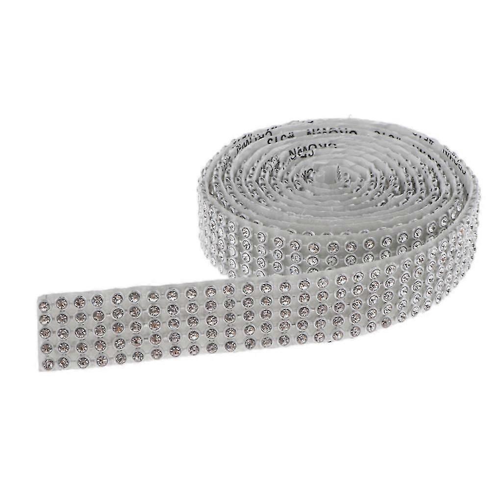 1 Roll 5 Row Rhinestone Ribbon Diamond Mesh Wrap Roll DIY Craft Silver White