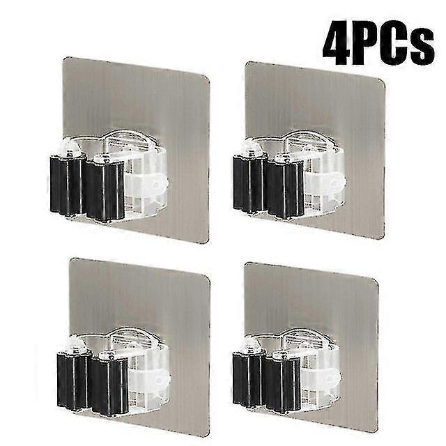 4-6pcsモップ用粘着壁フックほうきキッチンバスルームオーガナイザー