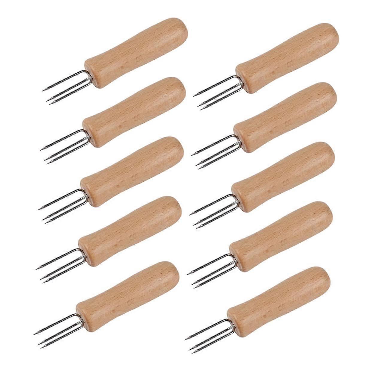 10 Pieces Corn Forks Set - Durable 3-Prong Design for Grilling Vegetables - Portable for BBQ and Outdoor Activities