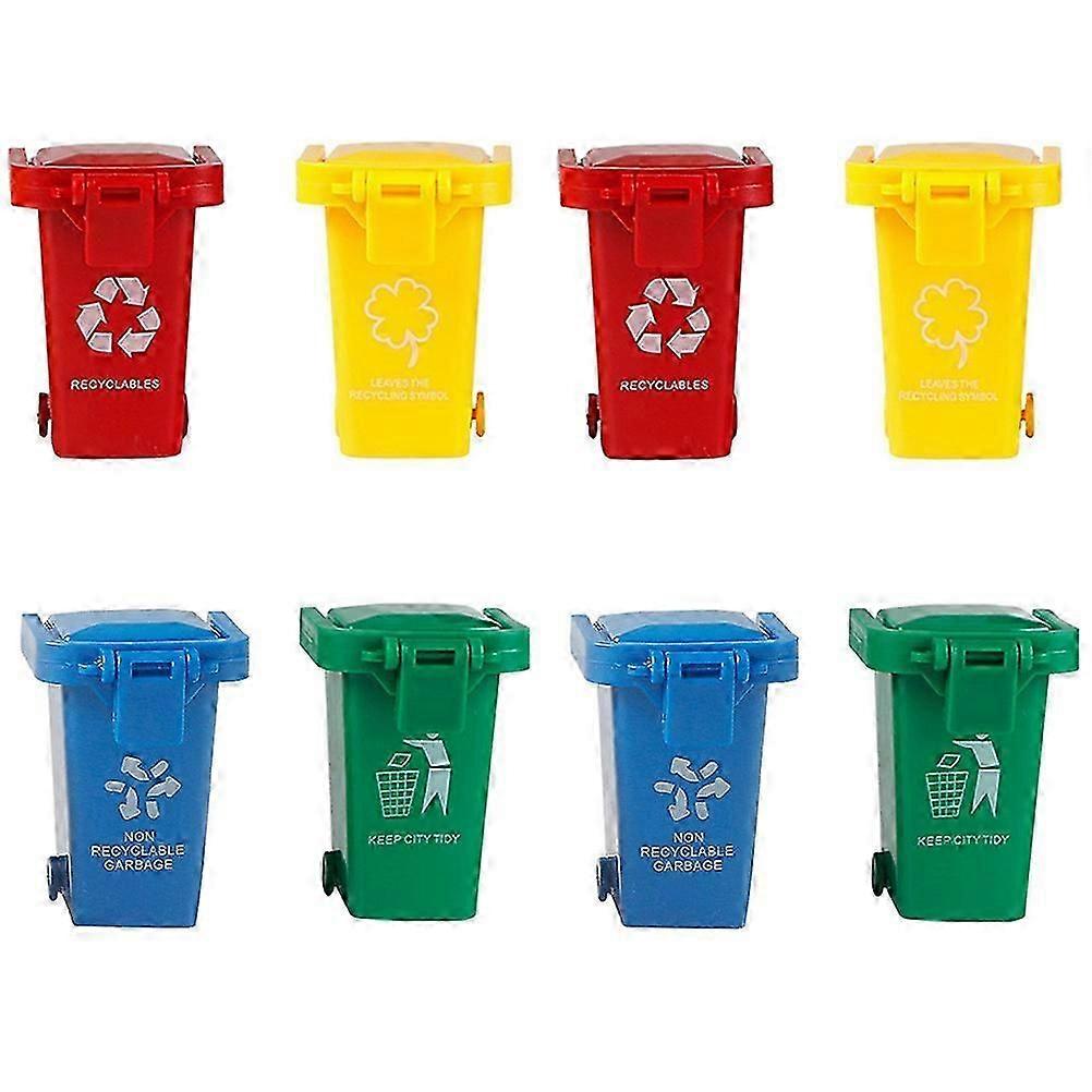 8 Pcs Car Toys Kids Kid Trash Can Toy Garbage Sorting Toy Plastic Trash Can Toy Kids Push Toy