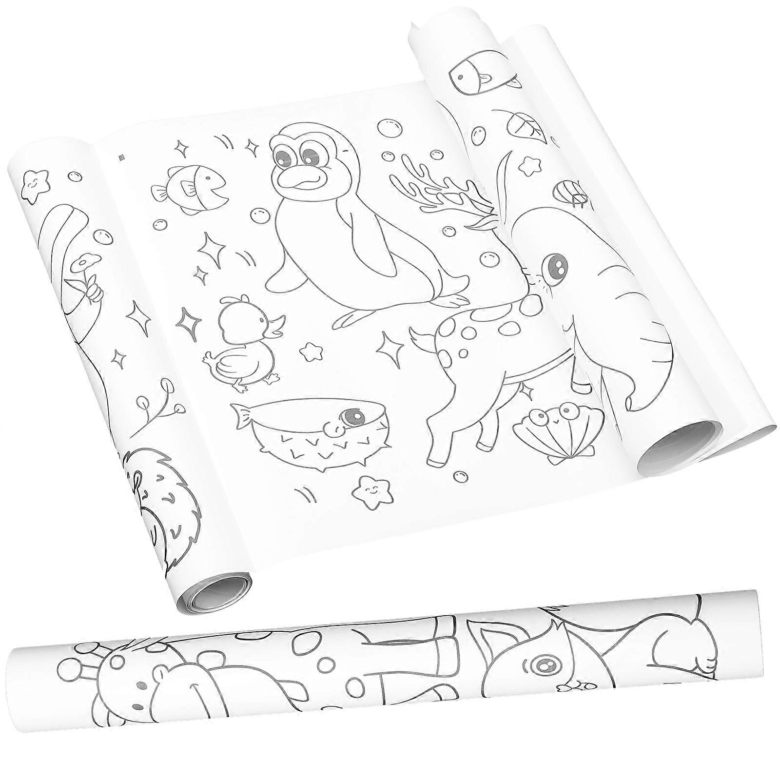 Children Painting Coloring Poster Drawing Paper Rolls Kids Coloring Painting Rolls Home Use 78.60X11.67X0.00In 2 Rolls