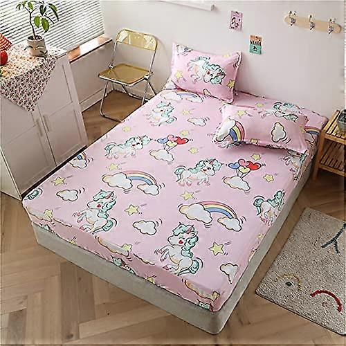 Microfibre Fitted Sheet Non-Slip Breathable For 90x200+30cm Unicorn Mattress Up To 30cm High