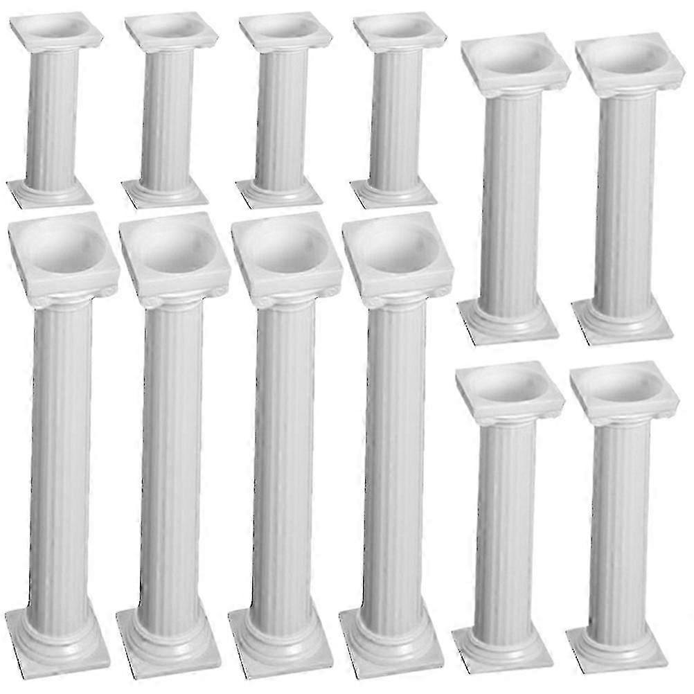 12 Pcs Decorative White Cake Stand Pillars for Weddings, Suitable for Greek Column Themes, Elegant Wedding Cake Support Stands