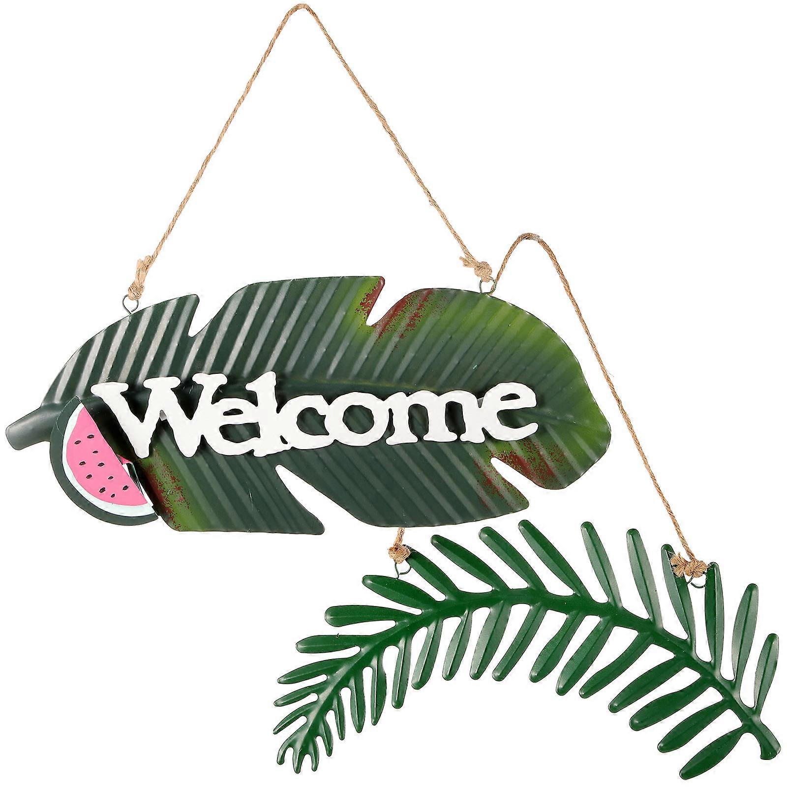 Beach Themed Hanging Sign Hawaii Welcome Signs Home Decoration Watermelon Shape Iron 2Pcs