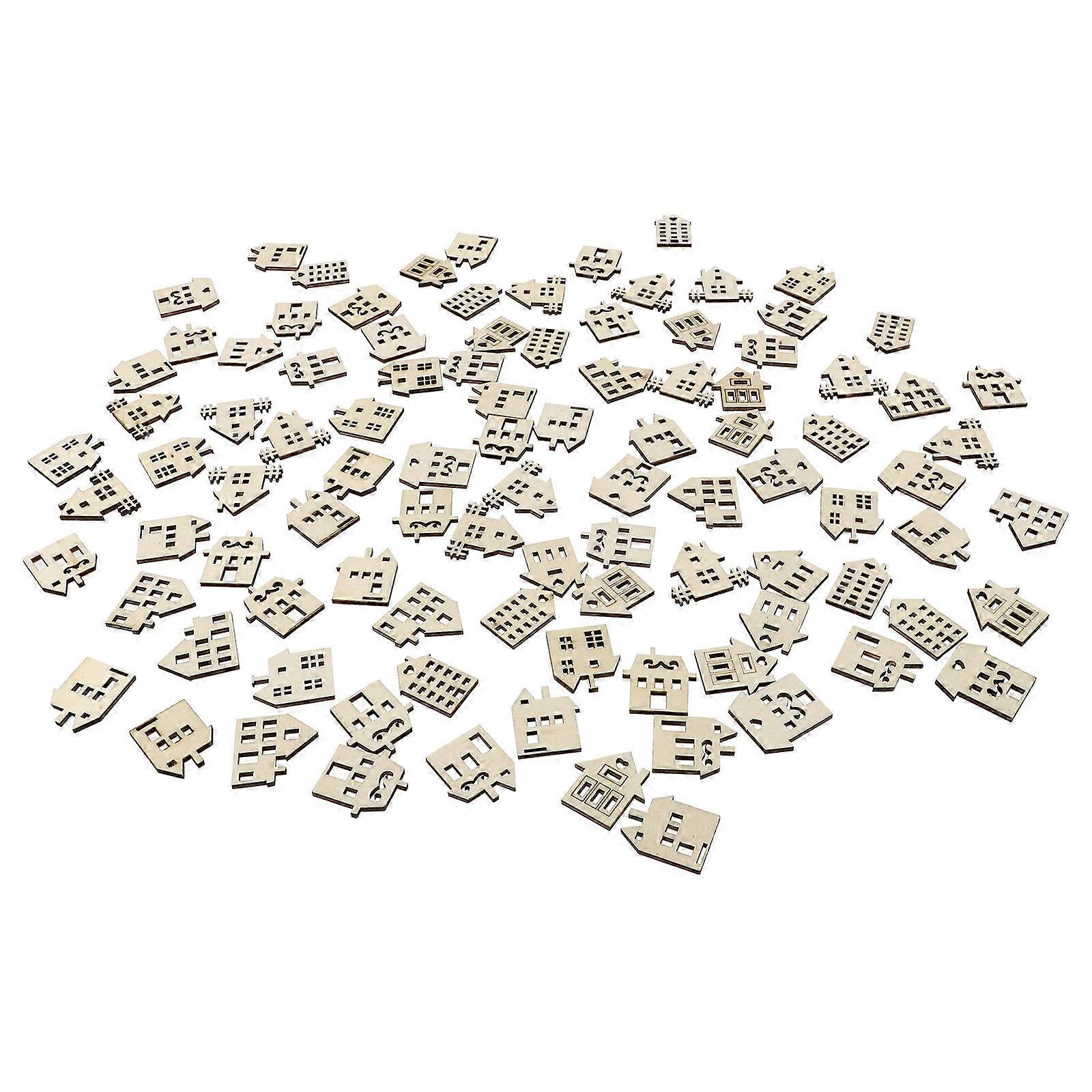 100pcs Unfinished Graffiti Slices Durable Wooden Chips for DIY Crafts, Imagination & Creativity, Ideal for Kindergarten Art Projects