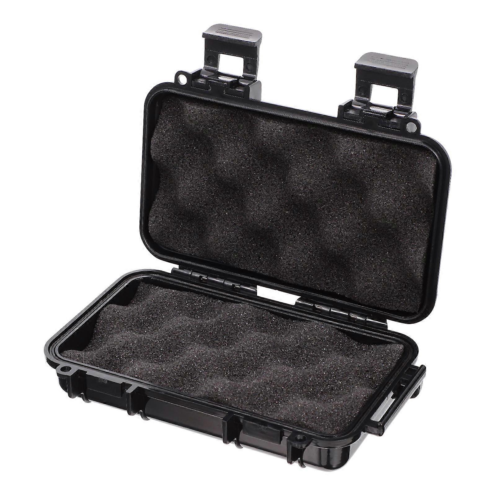 Survival Storage Case Outdoor Container with Protective Sponge ABS Material Black Lightweight Portable Waterproof 1Pc