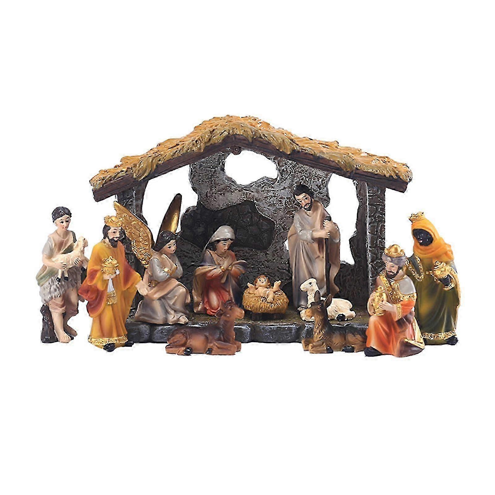 12pcs Nativity Scene Figure Set for Easter Durable Decorative Props for Bedroom Living Room