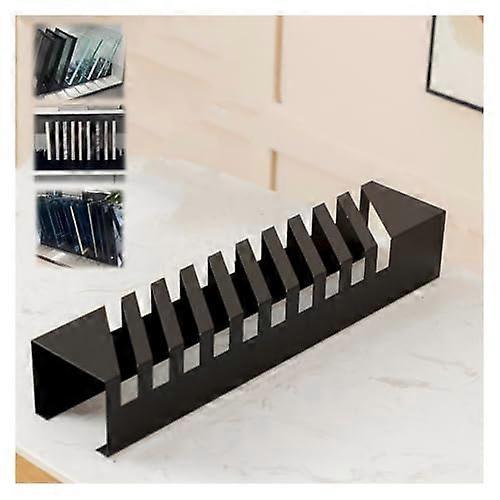 Tile and Wood Flooring Display Stand, 10-Tier Slanted Rack for Metal Tiles, Desk Sample Holder, Black, 60x13x10cm