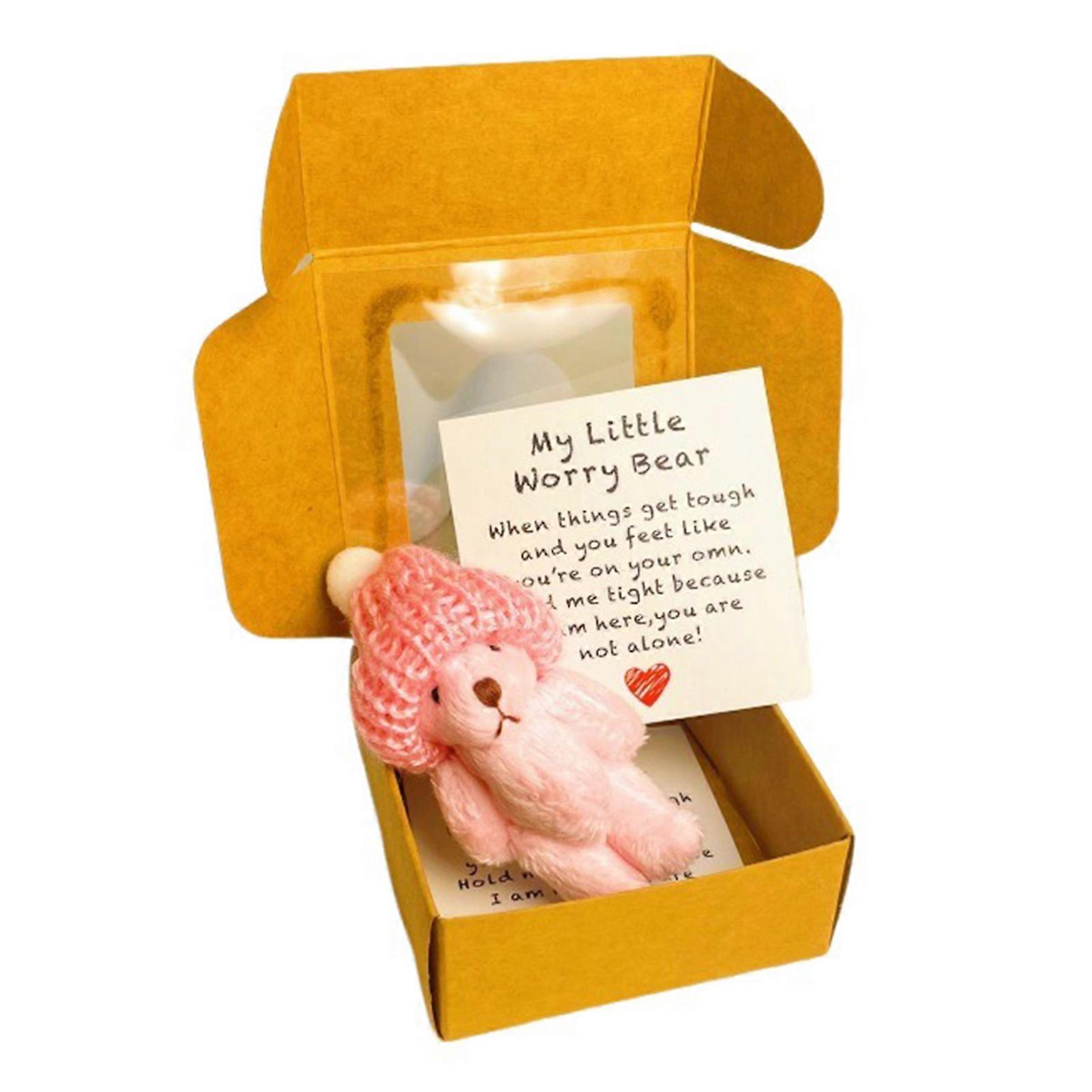 Mini Plush Teddys Bear in Box, Hand-made Mini Plush Bear in Box with Inspirational Card, Present for Friends Family