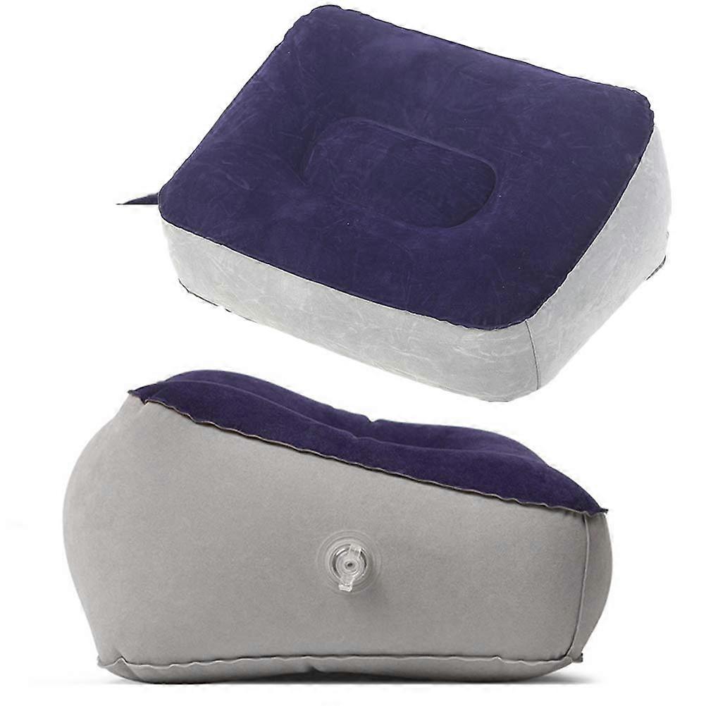 Inflatable Cushion Footrest for Travel (Grey Blue Grey)
