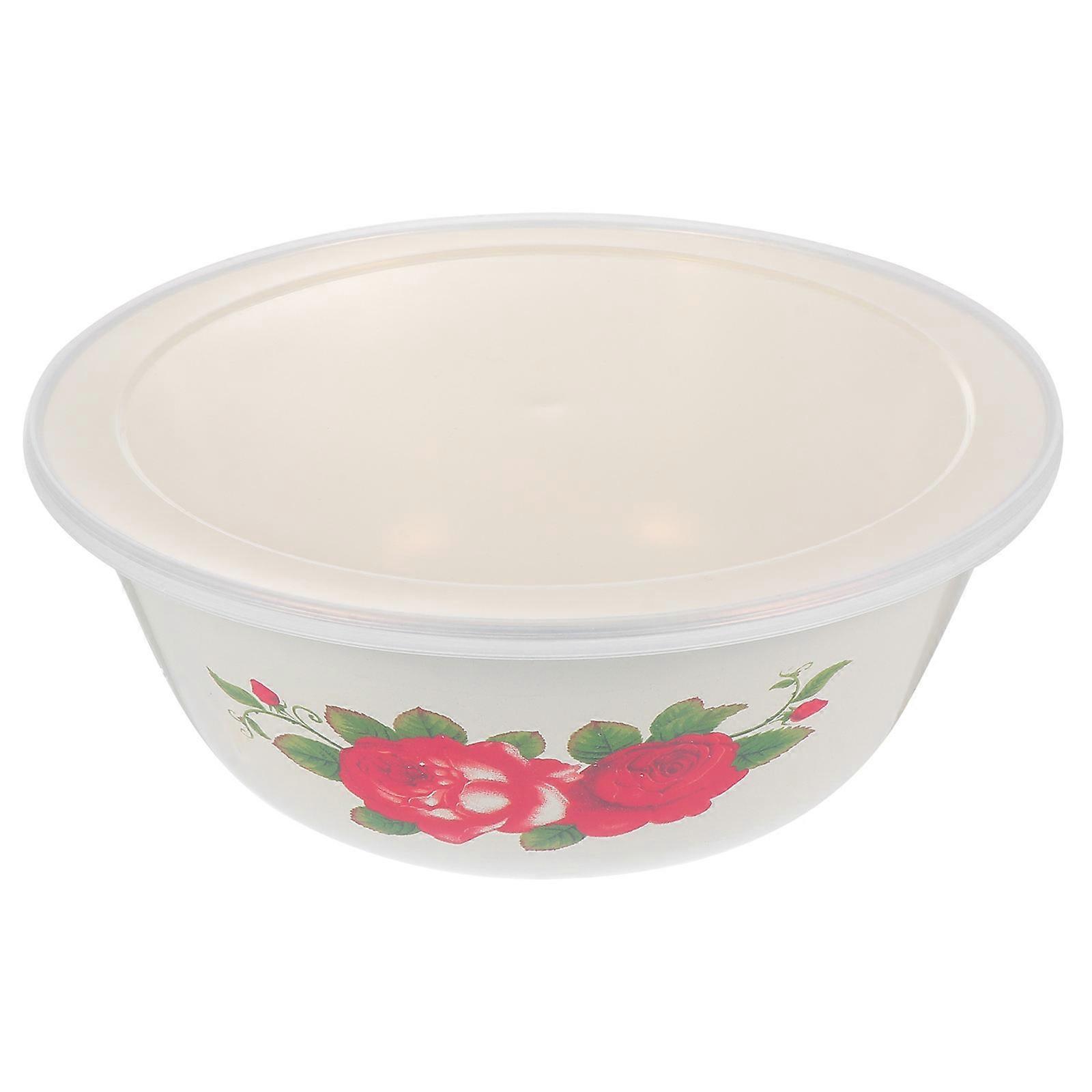 Old-Fashioned Enamel Pot Serving Bowl Dust-Proof Retro Style 20x20x8cm 1Pack