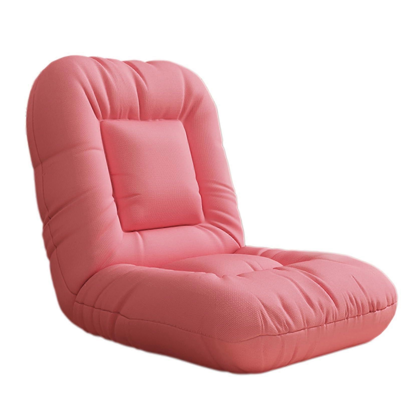 Floor Sofa Chair, 14 Adjustable Positions Gaming Recliner, Padded Back Seat (Pink)
