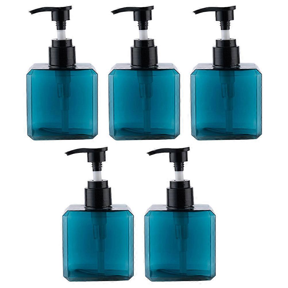 Empty Lotion Dispensing Bottles Square Pump Bottles Refillable Travel Friendly Blue 250ml 5Pack