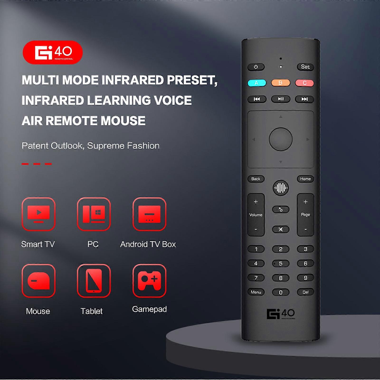 G40S Air Mouse 6-Axis Gyroscope Handheld Remote IR Learning Voice Control 3 Infrared Modes for Smart TV Android TV BOX PC