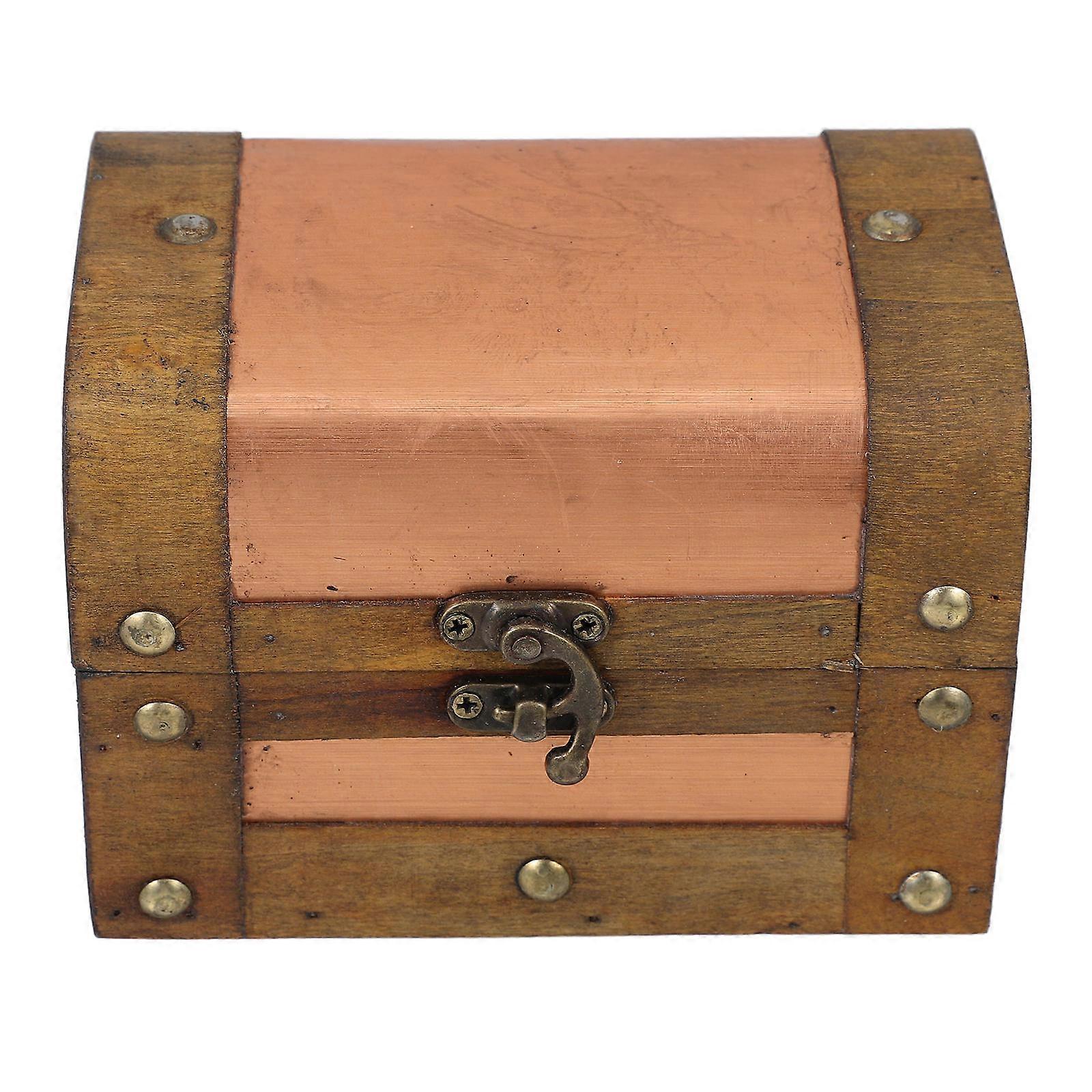 Retro Style Wooden Treasure Chest Desktop Accessories present Box 5.70X4.05X4.01IN 1 Piece