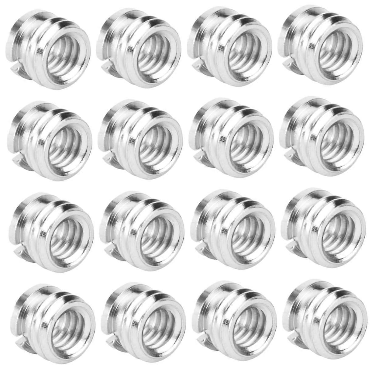 Screw Adapter for Microphone Stand, 1/4" Female to 3/8" Male Tripod Adapter, Silver Iron Plating, Pack of 20