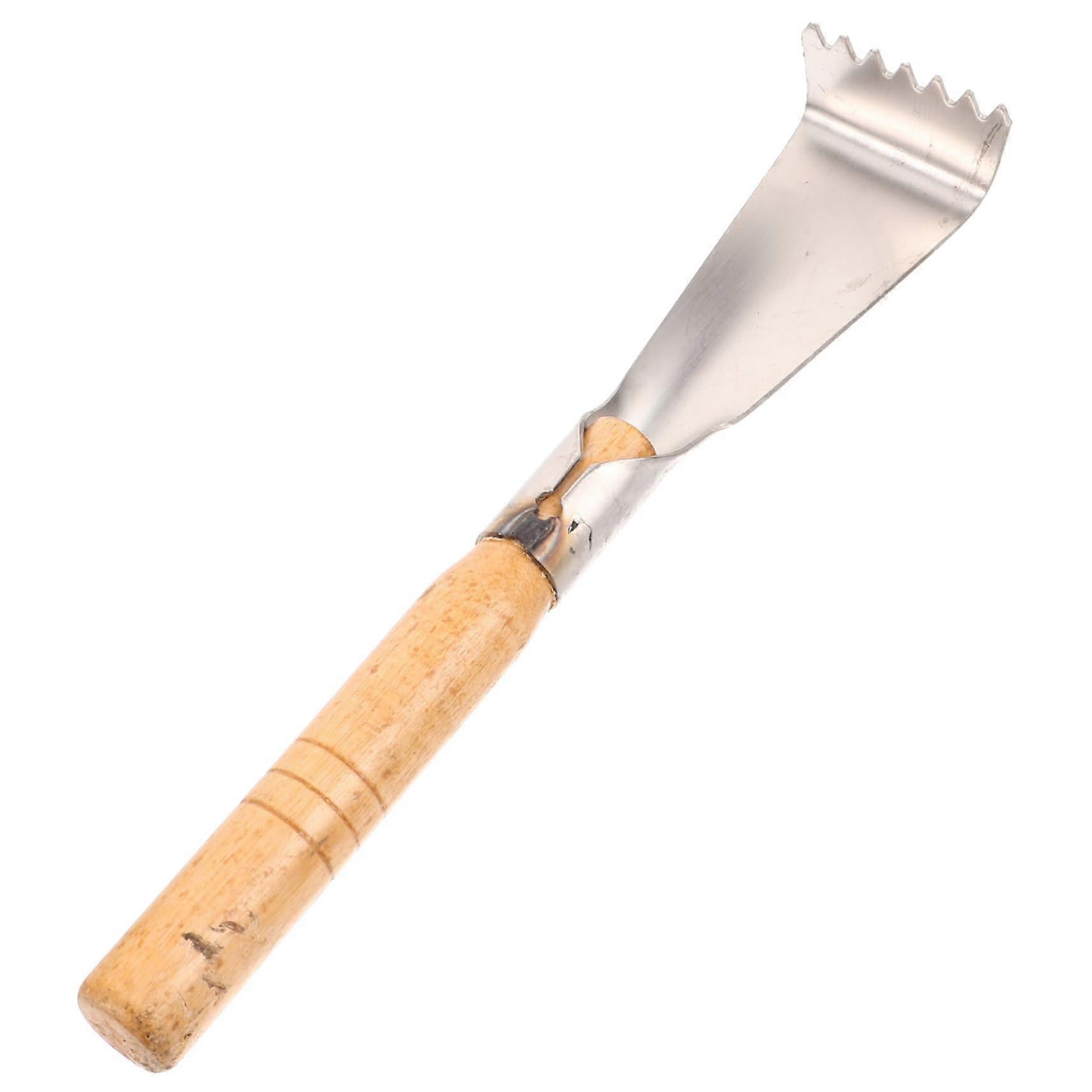 Wooden Handle Garden Trowel with Serrated Edge for Planting Vegetables and Weeding, Ergonomic Design for Comfortable Gardening.