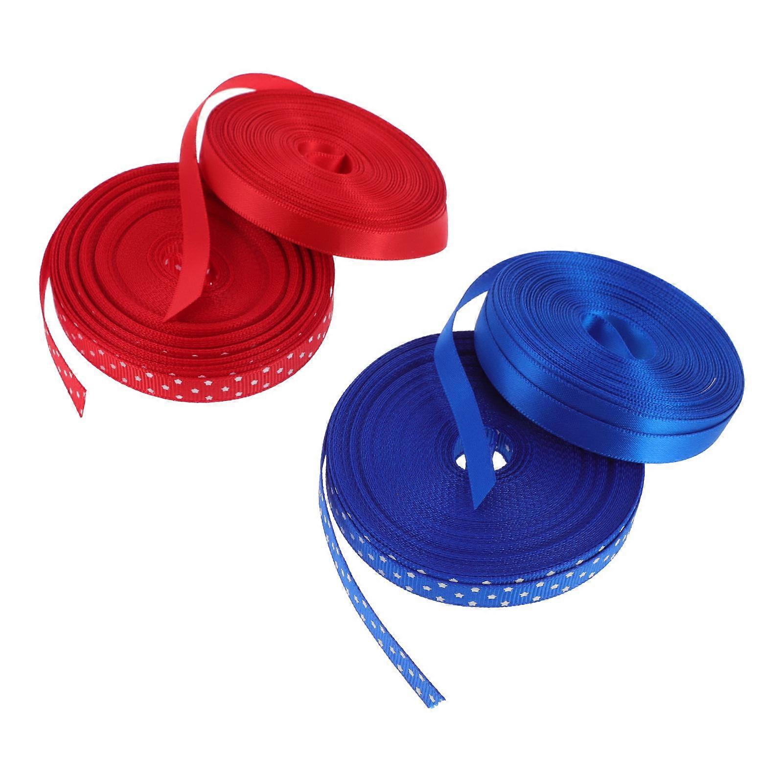 Patriotic Wide Ribbon Decoration Independence Day Ribbon present Packing Assorted Color 910.00X0.90X0.10cm Polyester DIY Craft Supplies 4 Rolls