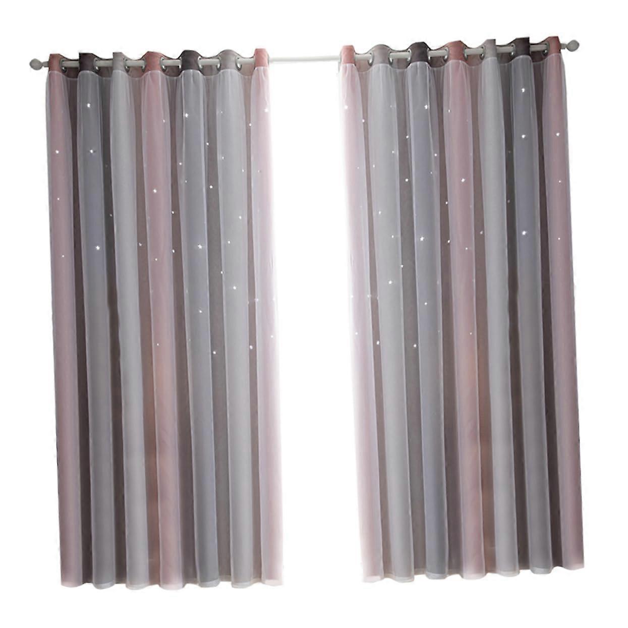 Gradient Double Layer Blackout Curtains 2-Piece Set, Waterproof Sun Protection for Bedroom and Living Room, Stylish and Versatile