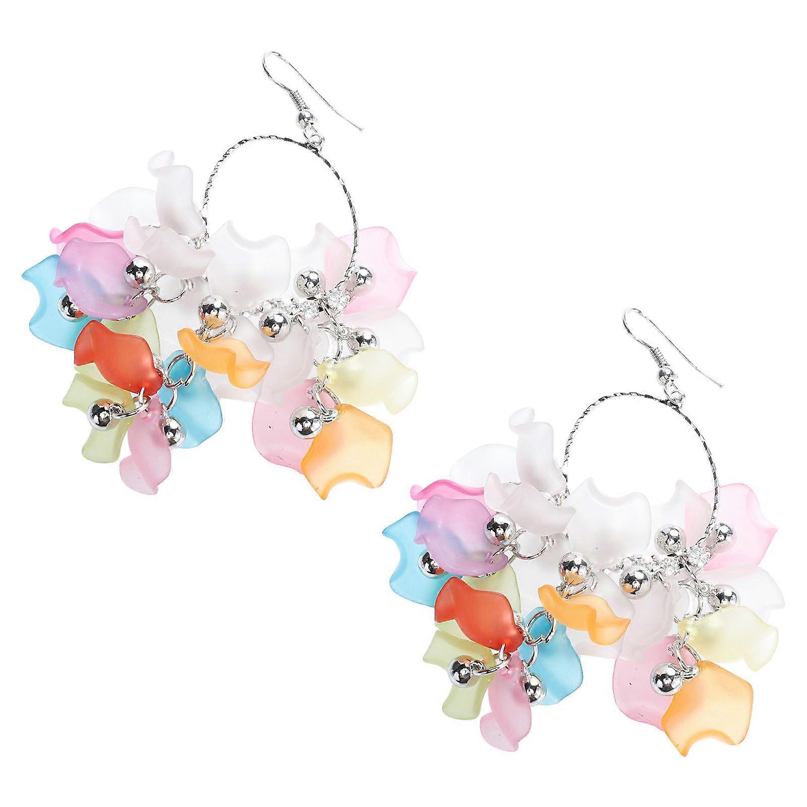 Here's a polished and engaging product description for your **"1 Pair Bohemian Petal Earrings Long Tassel Acrylic Dangler Studs"**:
🌿 **Bohemian
