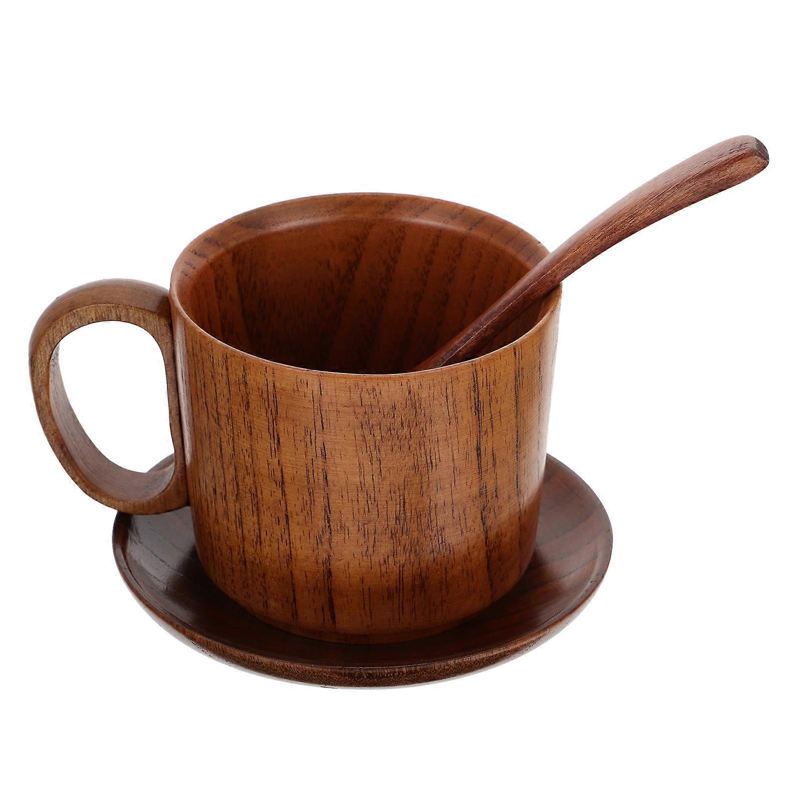 Wooden Coffee Cup Set for Home Use Assorted Color Comfortable Grip Large Capacity 12oz