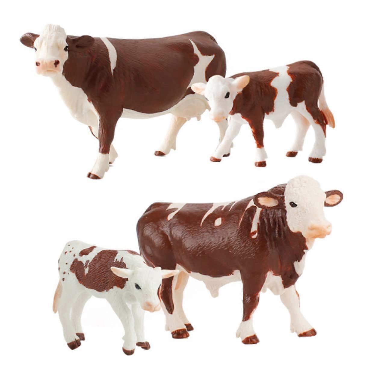 4piece Cow Model Toy Set for Realistic Simulation of Livestock, Educational and Creative Play