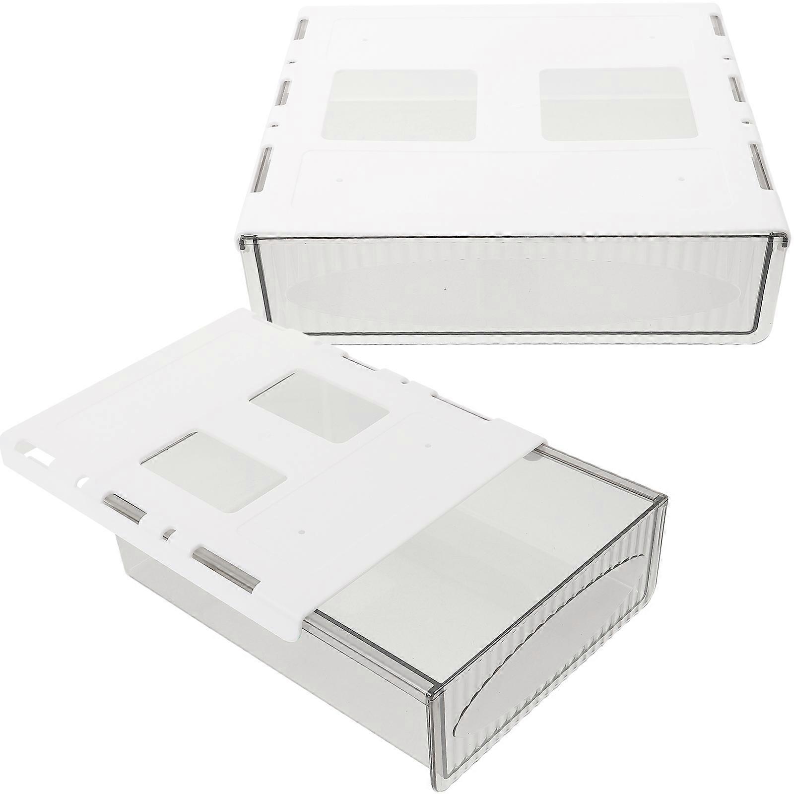 Multifunctional Desktop Storage Box Hidden Desk Drawer Organizer Large Capacity Easy Access White 24X21cm 2Pcs
