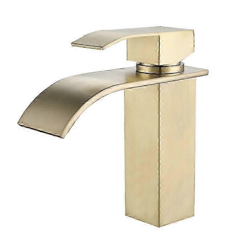 Solid Brass Waterfall Faucet, Stainless Steel Deck Mount, Corrosion Resistant