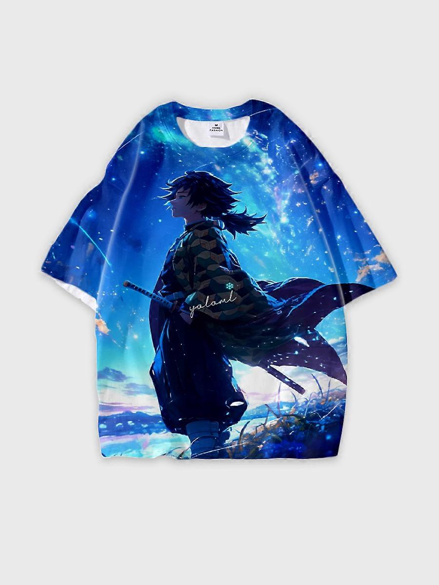 T-shirt round neck Character Pattern loose short sleeve P1982