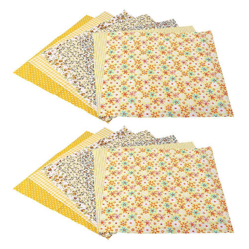 Fabric Material 14Pcs Handmade Fabric Manual Supply For Craft Projects 25x25cm Yellow Plain Design DIY Material