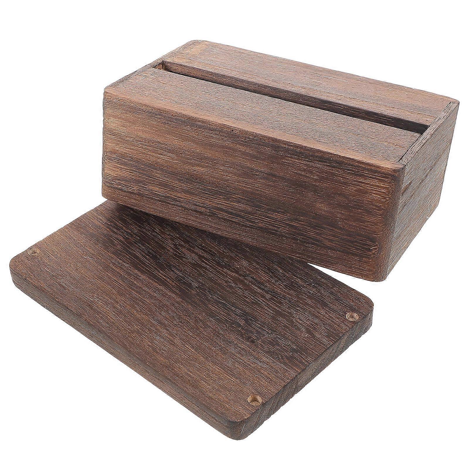 Rustic Wooden Tissue Box Holder for Home Dark Brown Rectangle Design with Solid Wood Craftsmanship 7.8 x 4.9 x 3.5 Inches