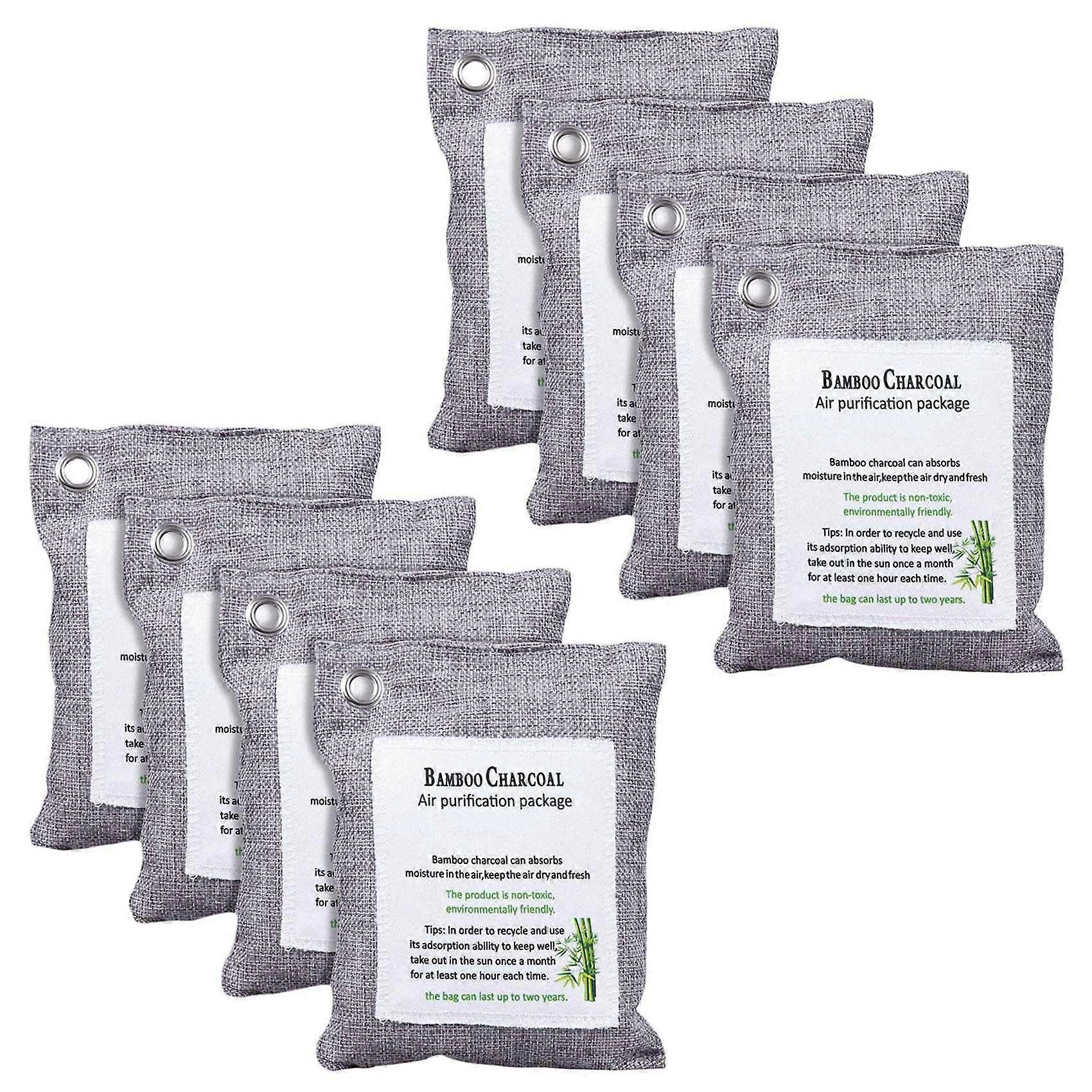 Activated Bamboo Charcoal Bag Odor Remover 200g x 8, Air Purifying Bags for Home, Car, Closet, Shoes