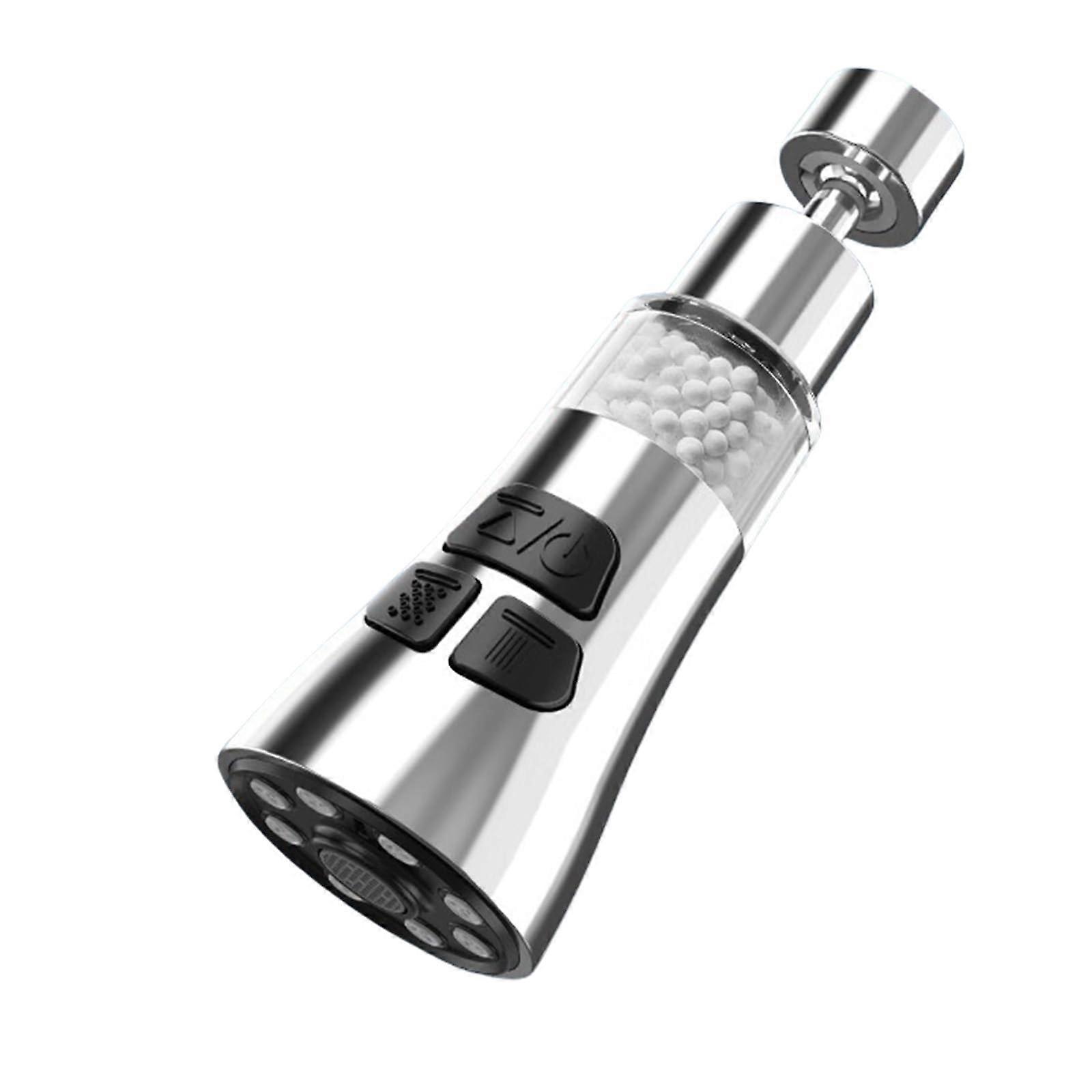 720 Degree Rotating Kitchen Faucet with Universal Extension Nozzle, Air Sprayer Filter, Water-Saving Bright Silver Finish