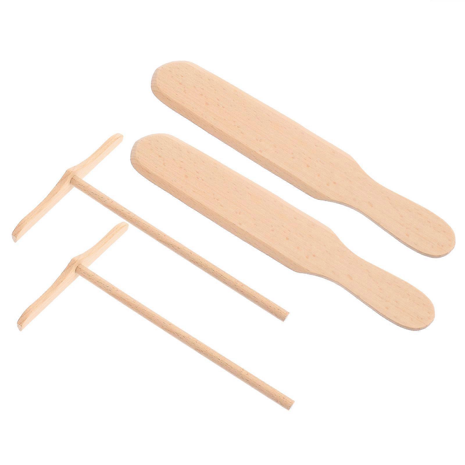 4Pcs Wooden Pancake Spreading Tools Fried Eggs Rake Non Stick